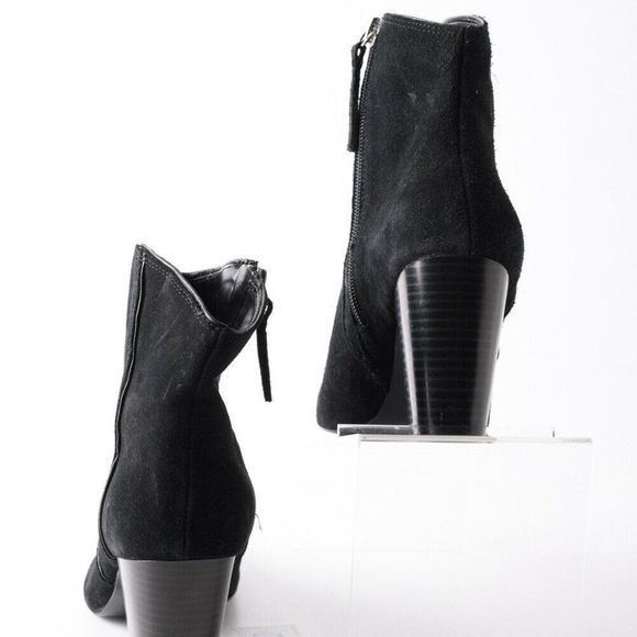 Zara Womens Black Leather Cowboy Ankle Boots 7.5 - Picture 6 of 10